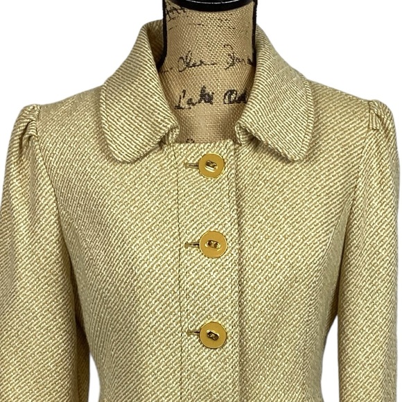 Tabitha Wool Blend Herringbone Blazer Gold Womens 8 - Picture 10 of 13